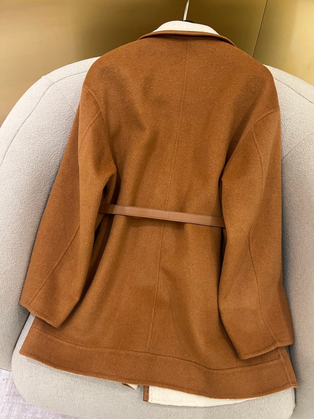 Camel Wool Blazer with Cream Collar