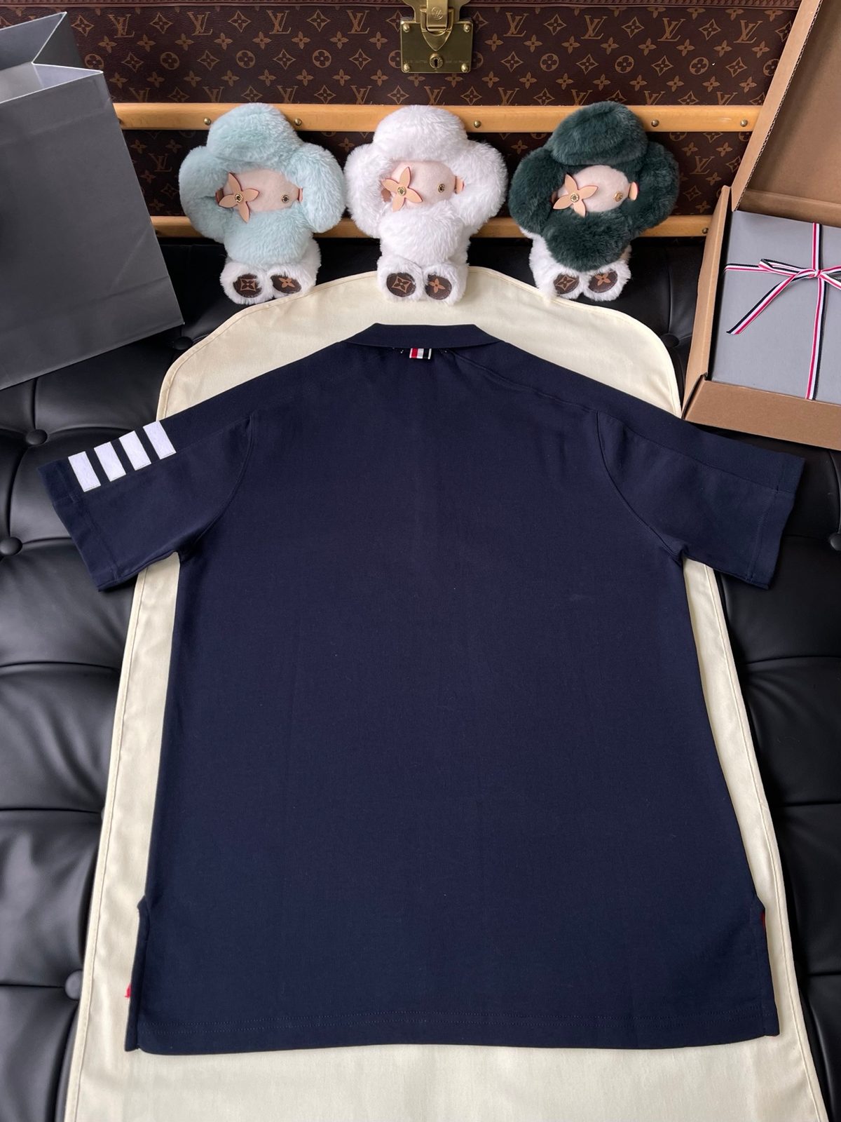 Thom Browne Striped Cotton T-Shirt Navy