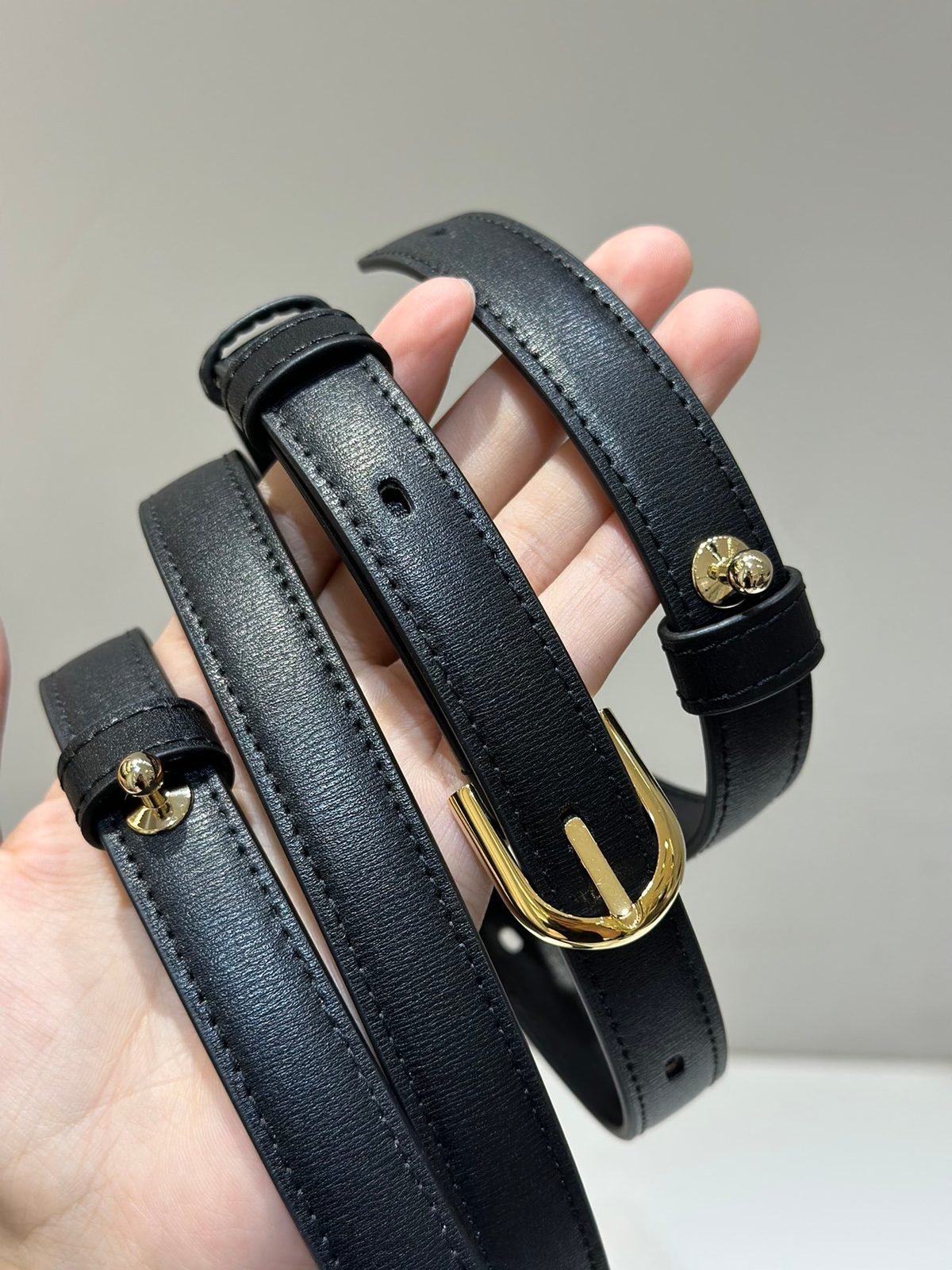 Black Leather Crossbody Bag with Gold Hardware