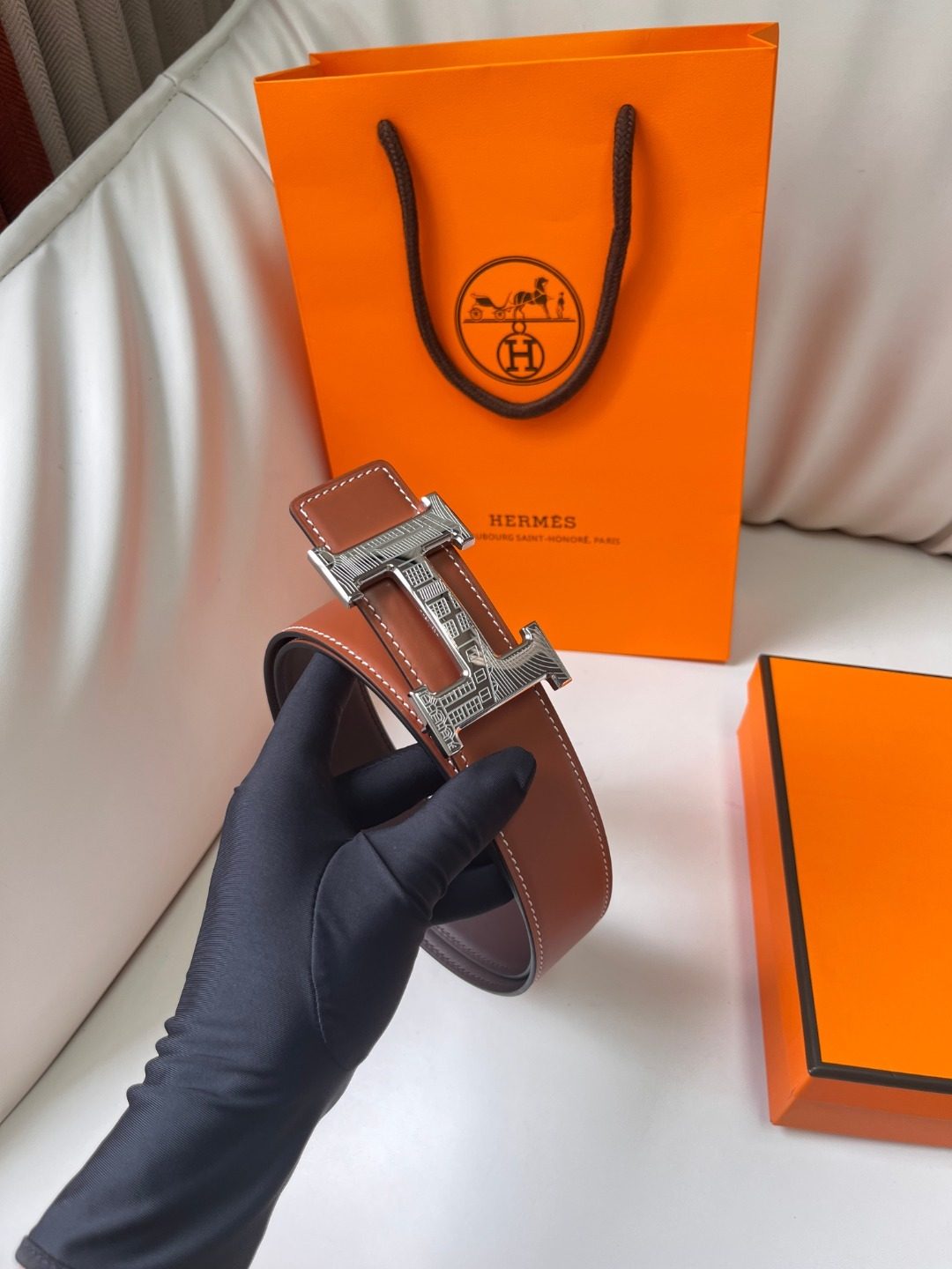 Hermès Reversible Leather Belt with H Buckle