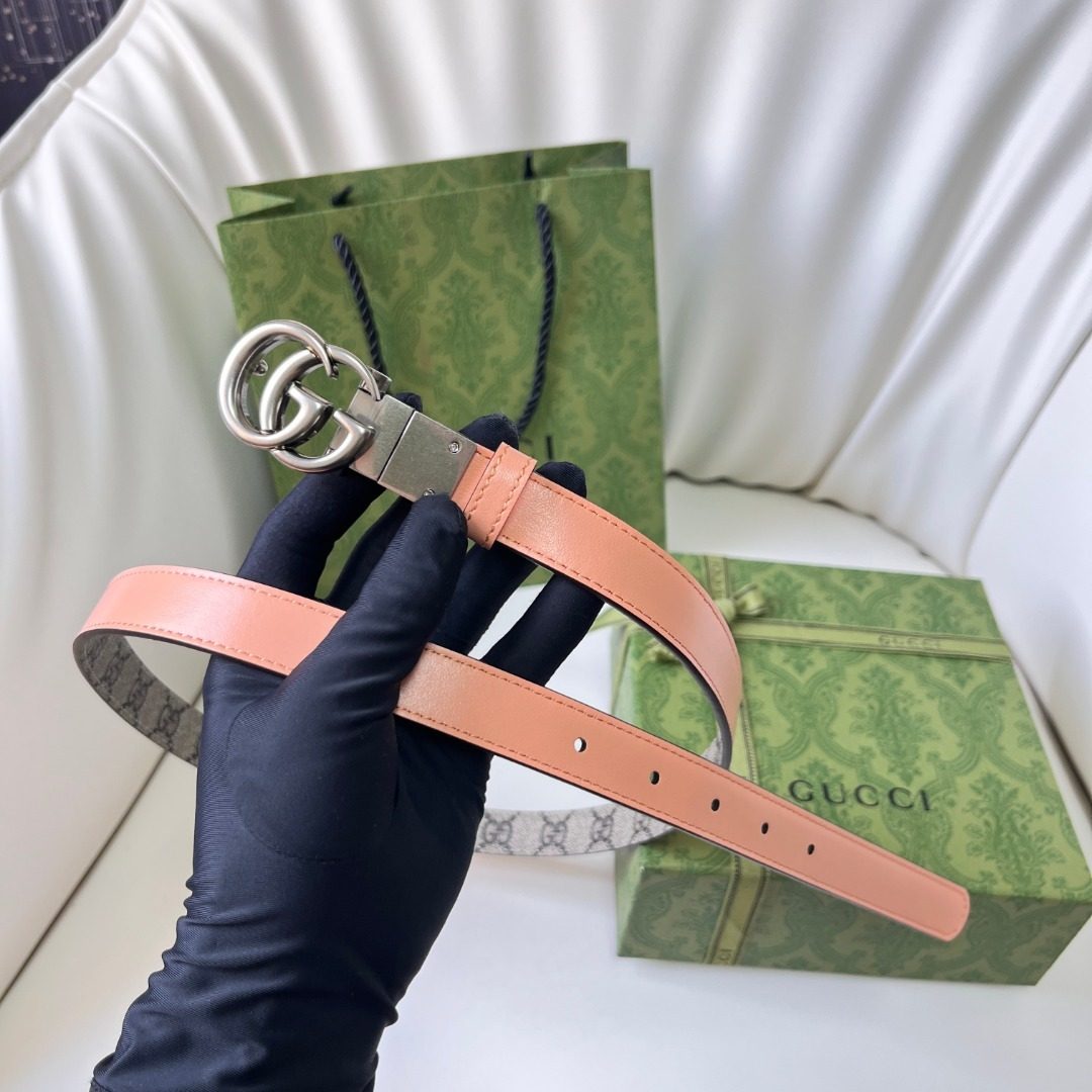 Gucci GG Leather Belt Salmon Pink