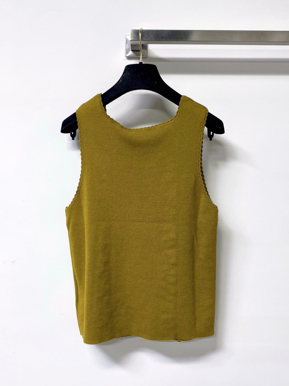 Chanel Ruffle Trim Wool Knit Tank Top