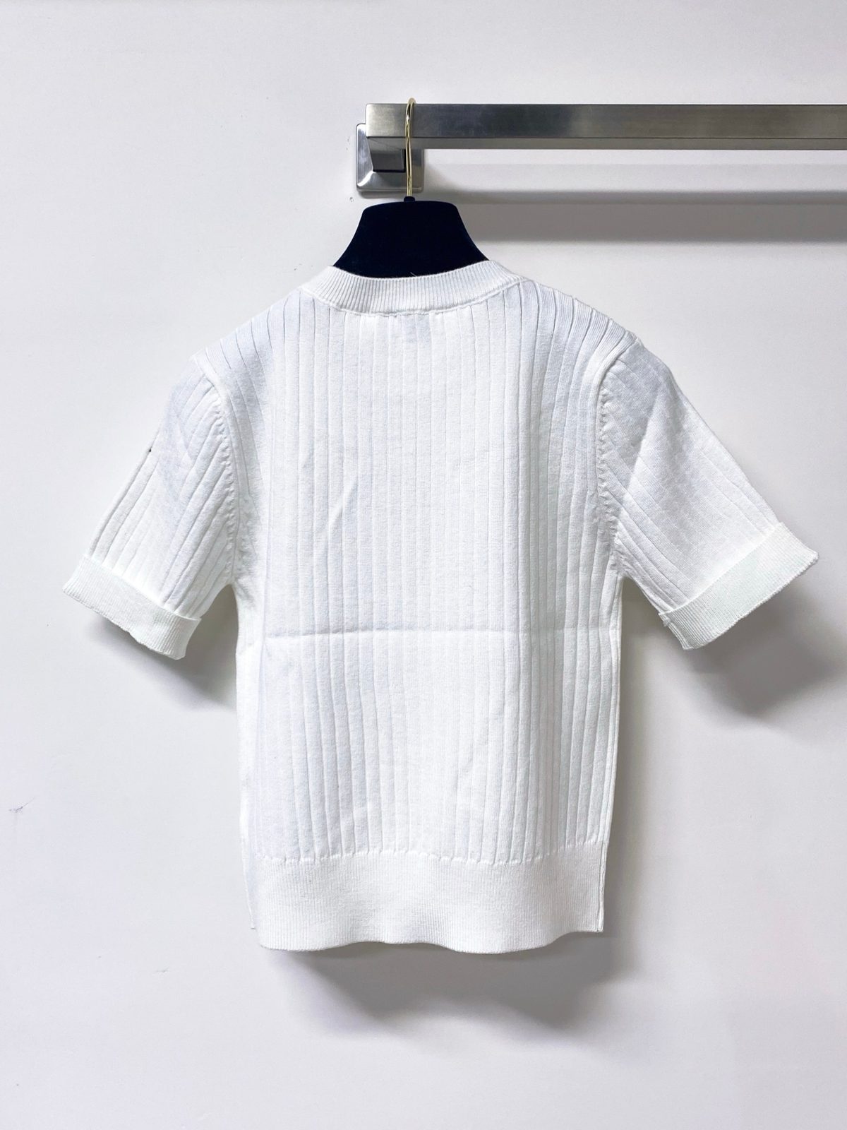 Saint Laurent Ribbed Wool Short Sleeve T-Shirt