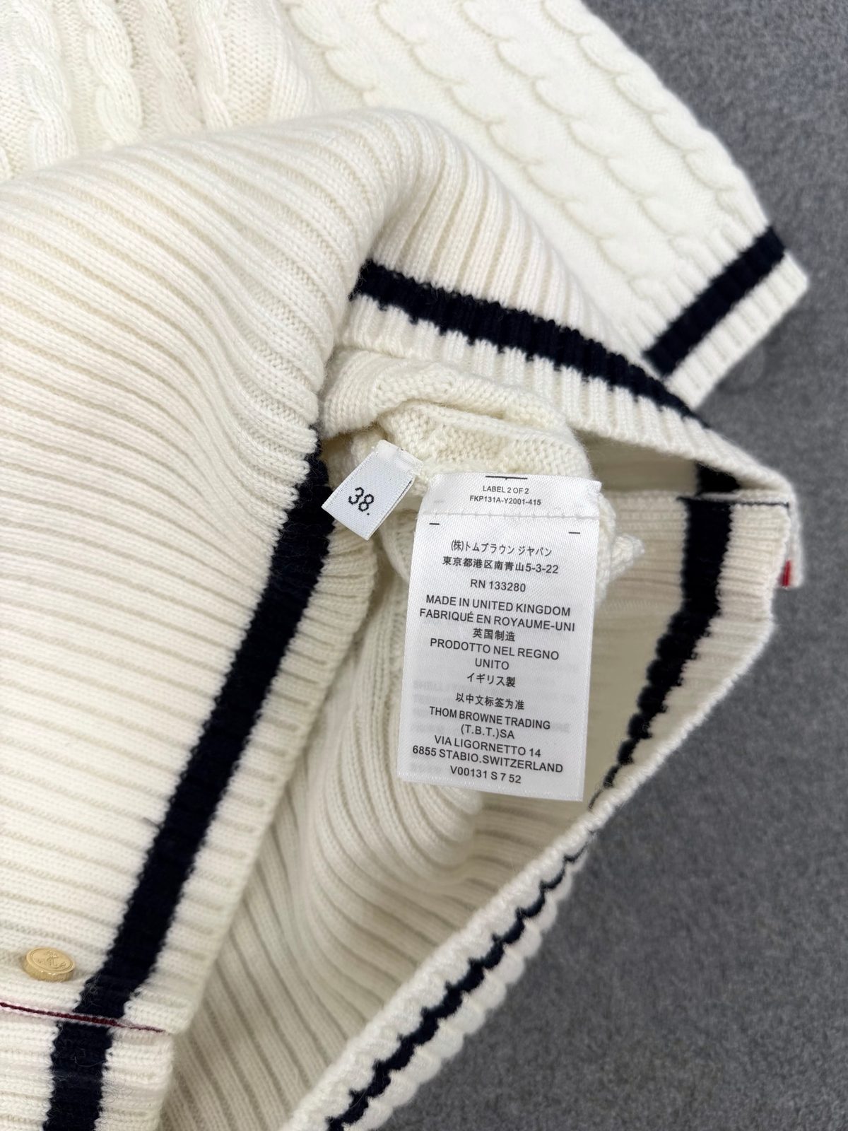 Thom Browne Striped Cable Knit Sweater