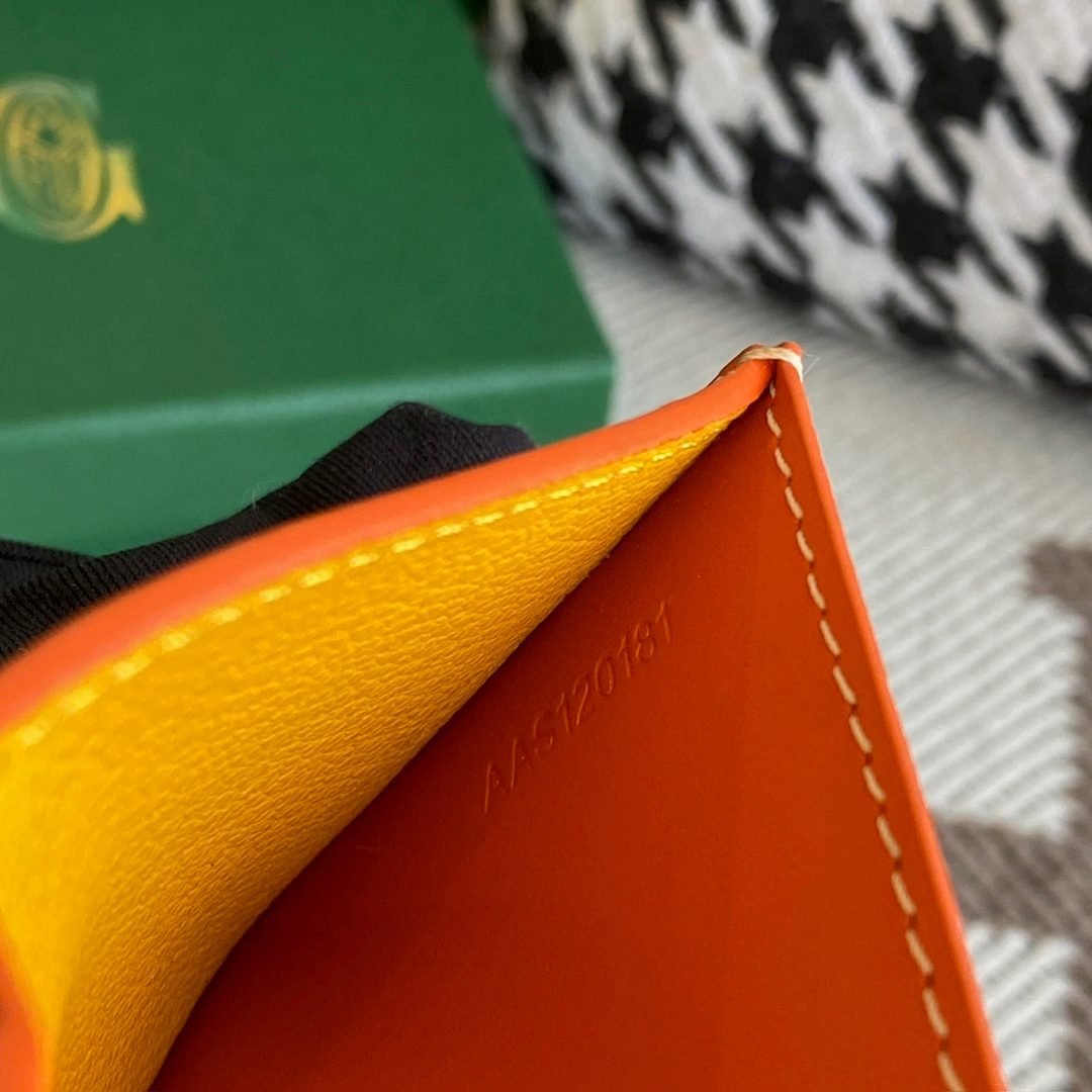 Goyard Paris Leather Card Holder Wallet Orange