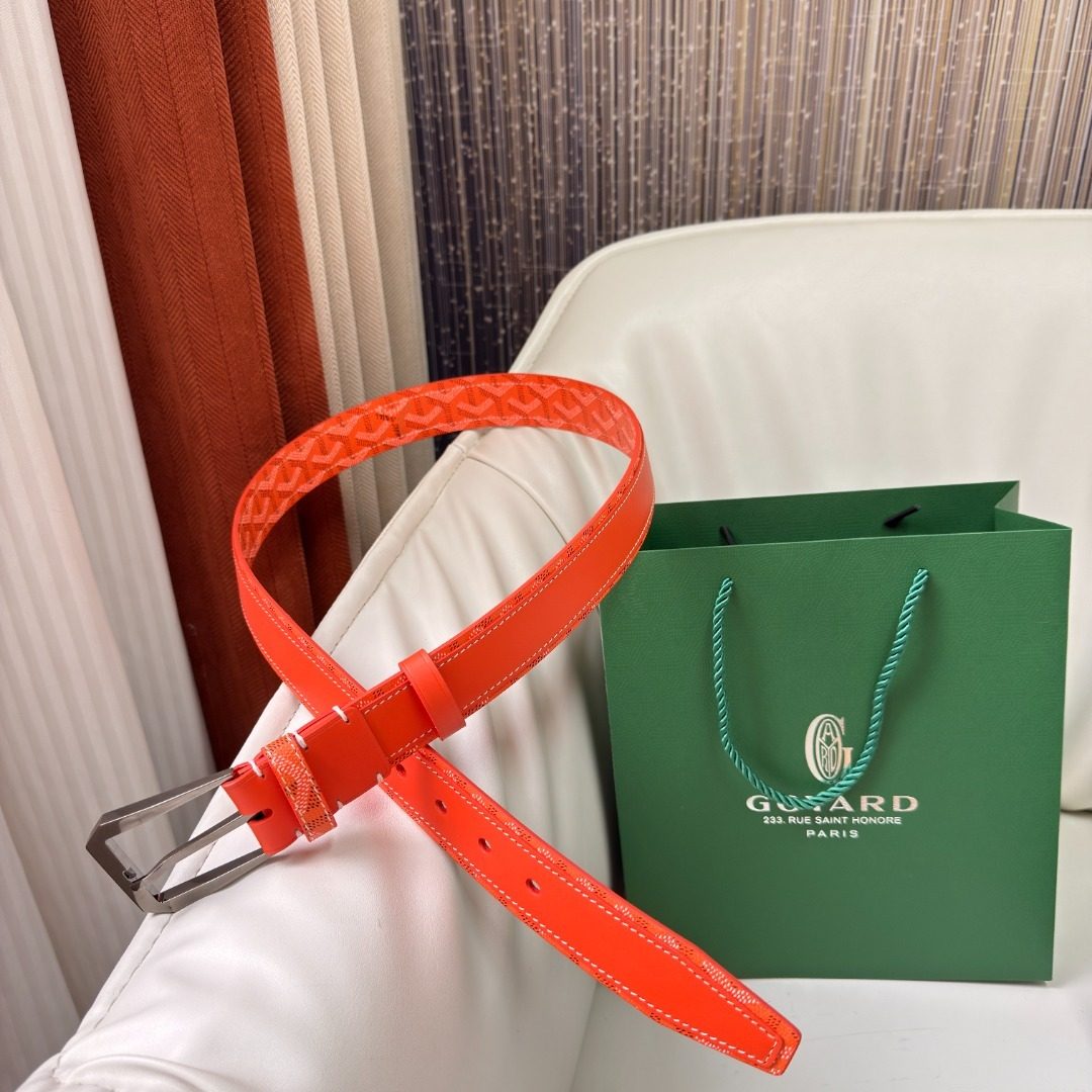 Goyard Leather Belt Orange Red
