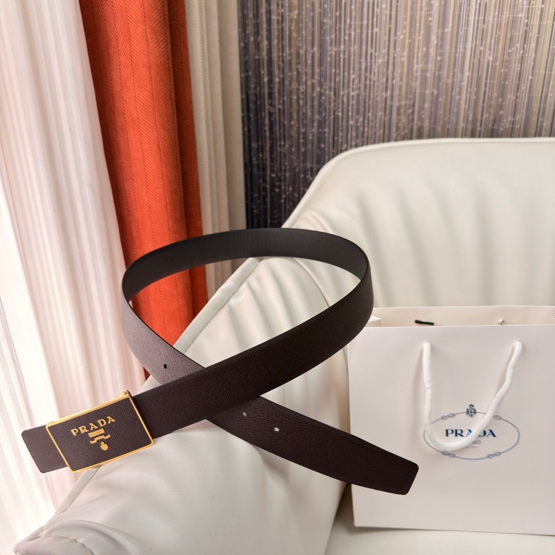 Prada Saffiano Leather Black Belt