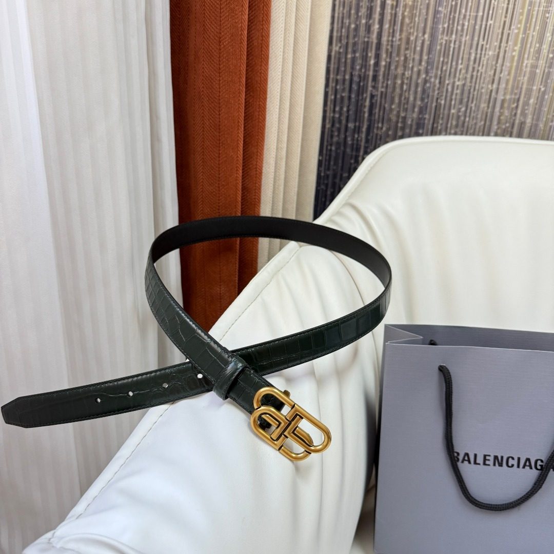Balenciaga BB Crocodile Leather Belt