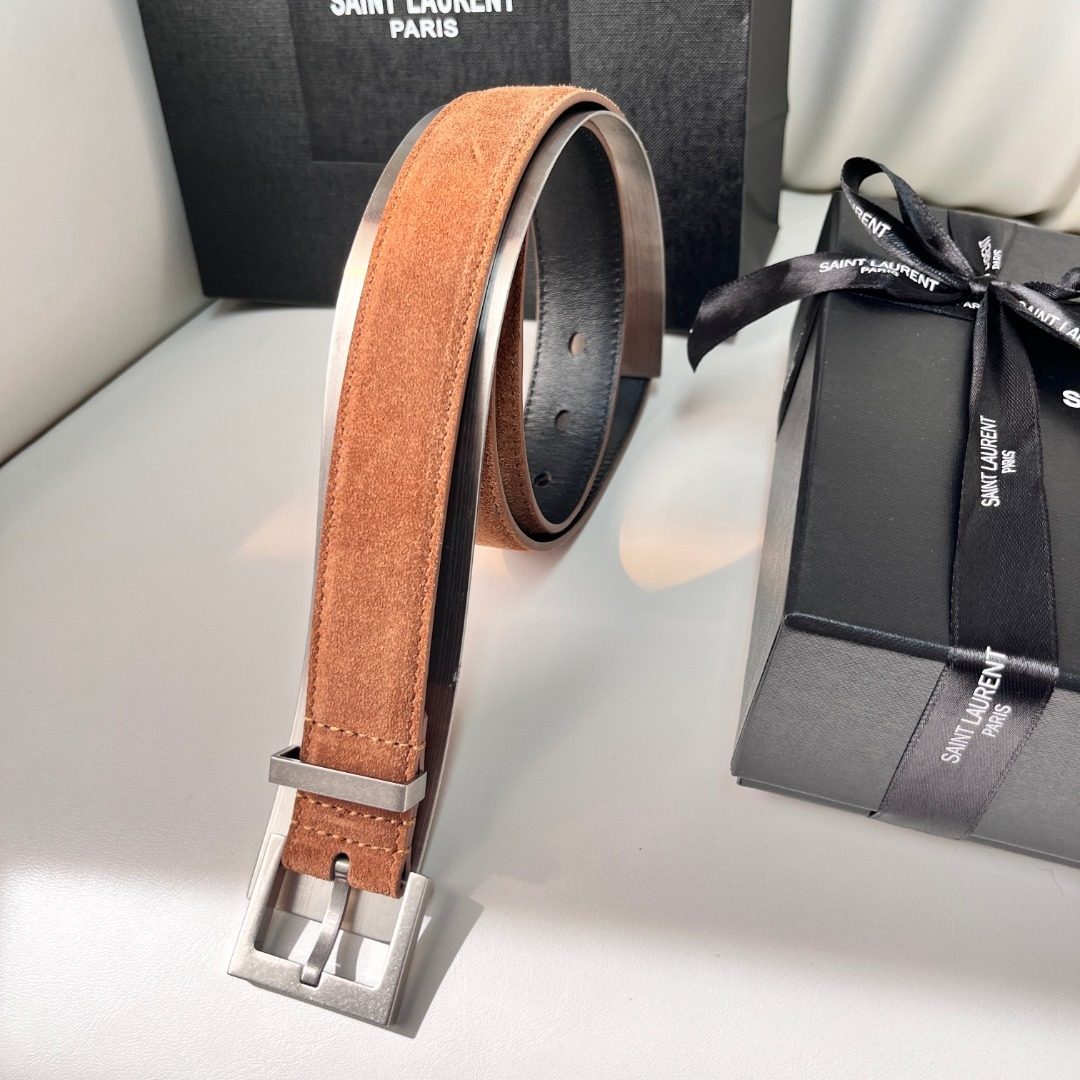 Saint Laurent Paris Suede Leather Belt