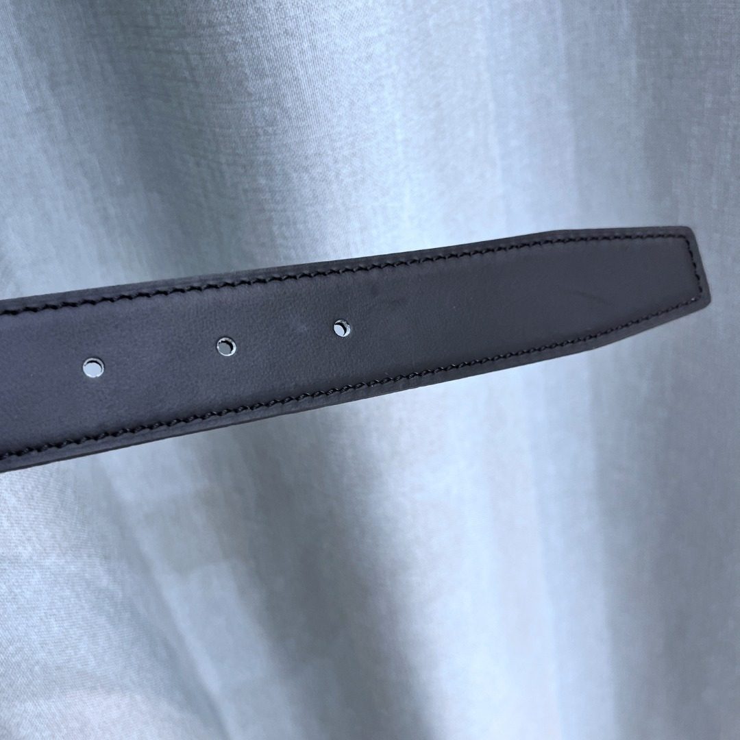 Black Leather Belt with H-Buckle