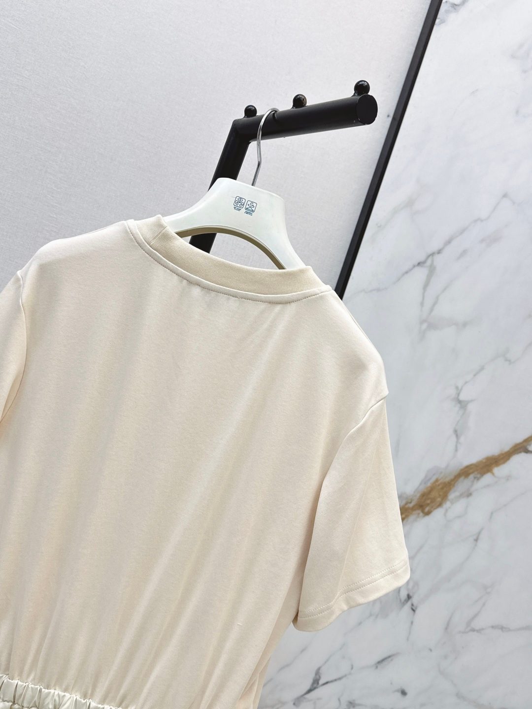 Minimalist Cream Cotton T-Shirt Dress