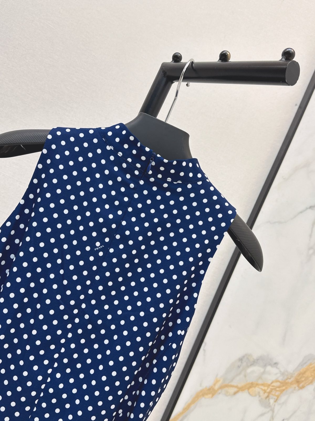 Prada Polka Dot Sleeveless Midi Dress