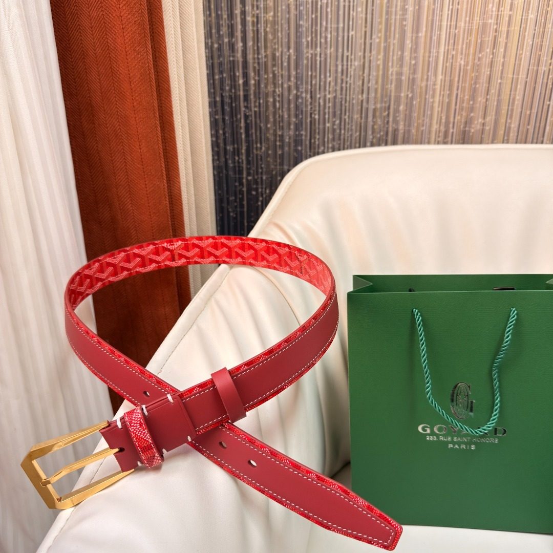 Goyard Red Quilted Leather Belt