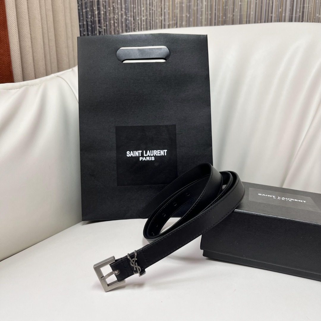 Saint Laurent Paris Leather Belt Black