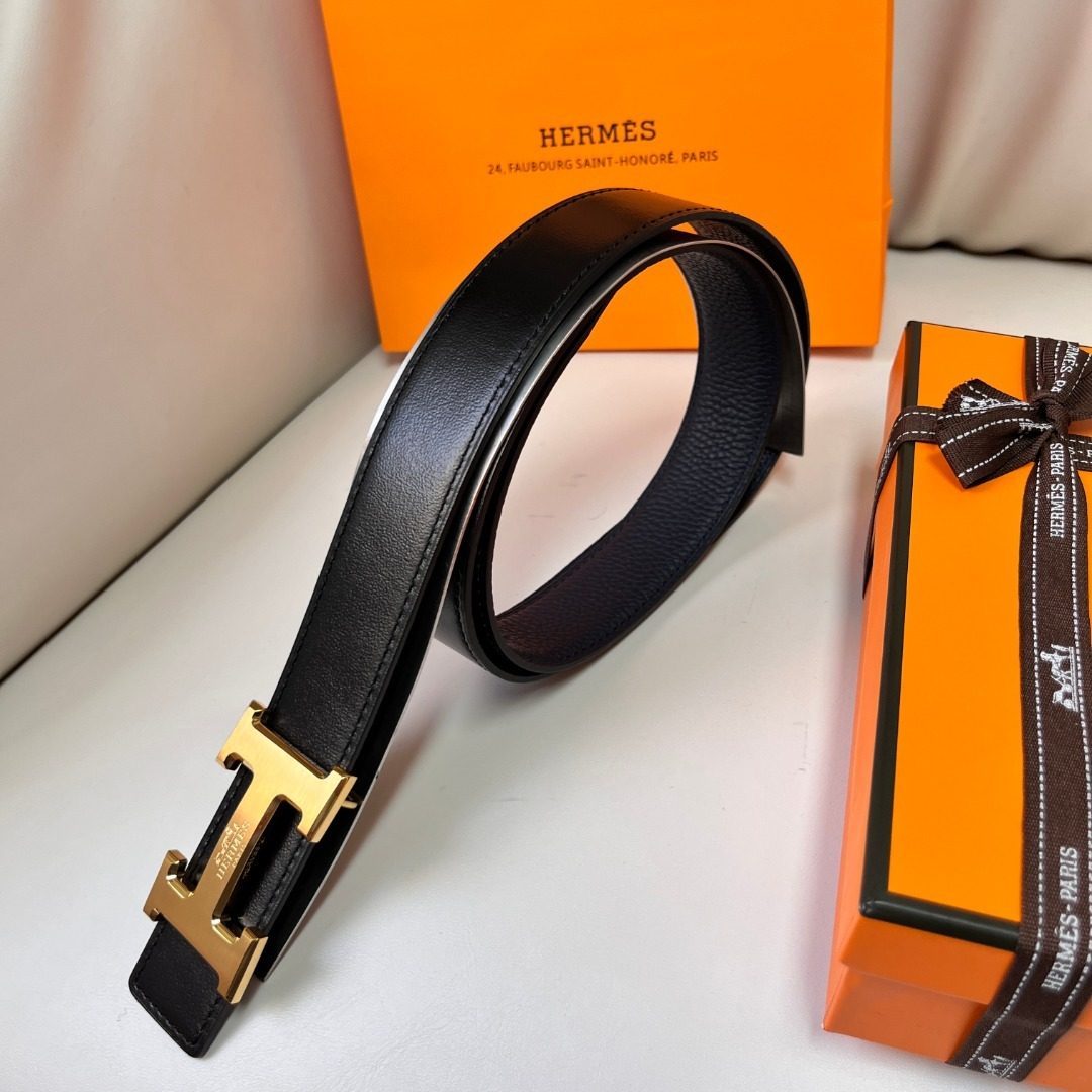 Hermès H Reversible Leather Belt