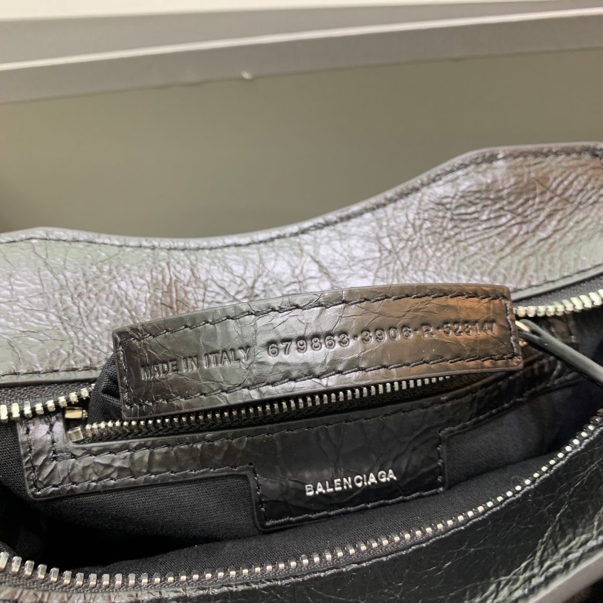 Balenciaga Crocodile Embossed Leather Top Handle Bag