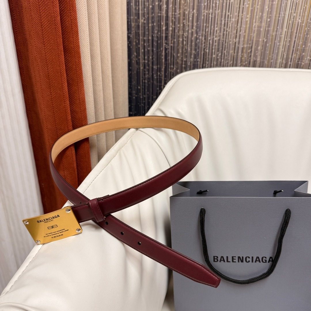 Balenciaga Burgundy Leather Belt