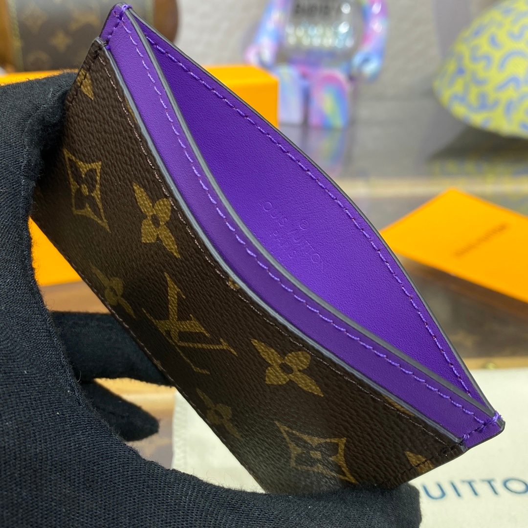 Louis Vuitton Monogram Canvas Wallet with Purple Leather