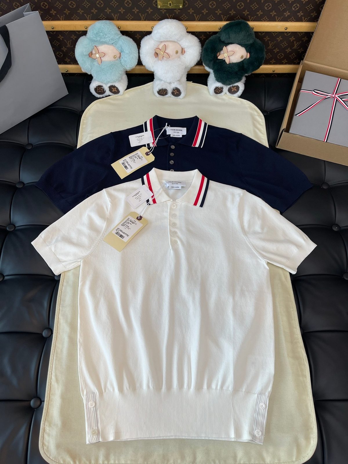 Thom Browne Tricolor Striped Polo Shirt