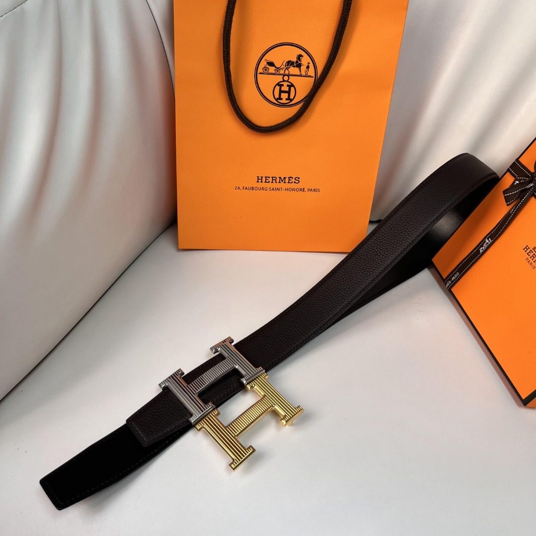 Hermès H Buckle Reversible Leather Belt