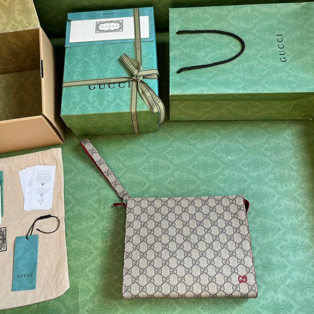 Gucci GG Supreme Canvas Wristlet Clutch