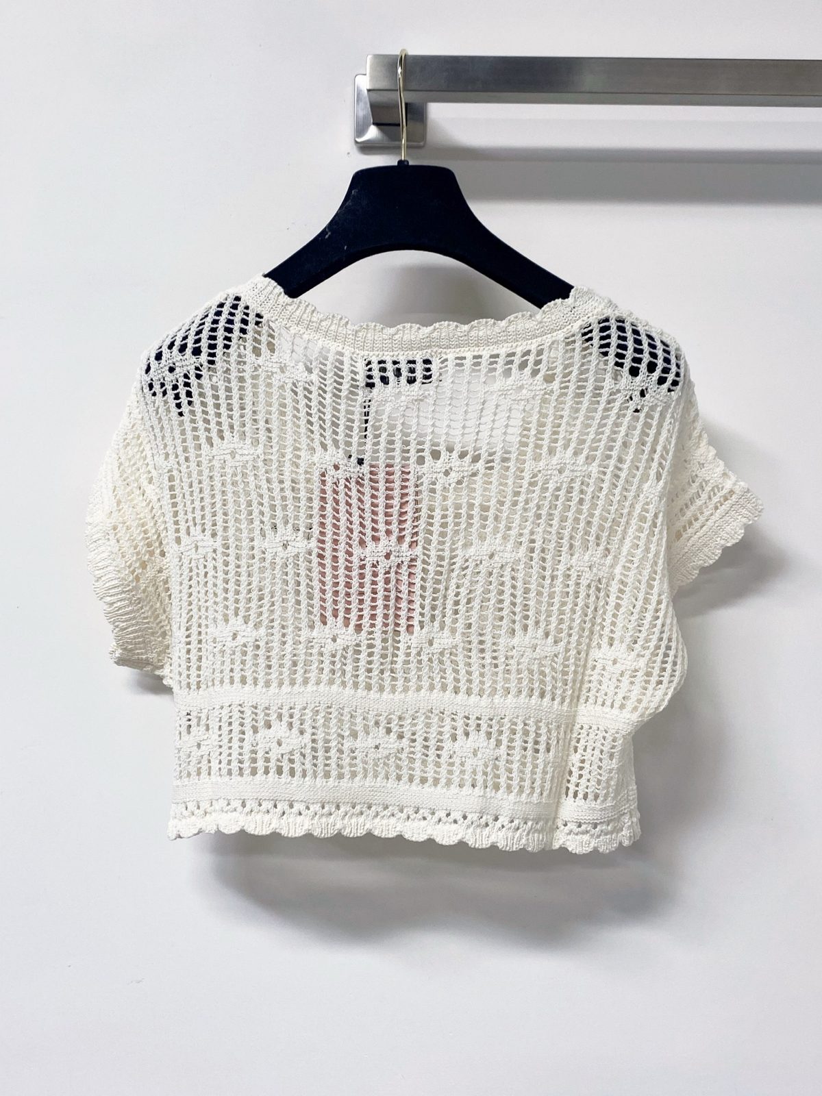 Miu Miu Open Knit Short Sleeve Top