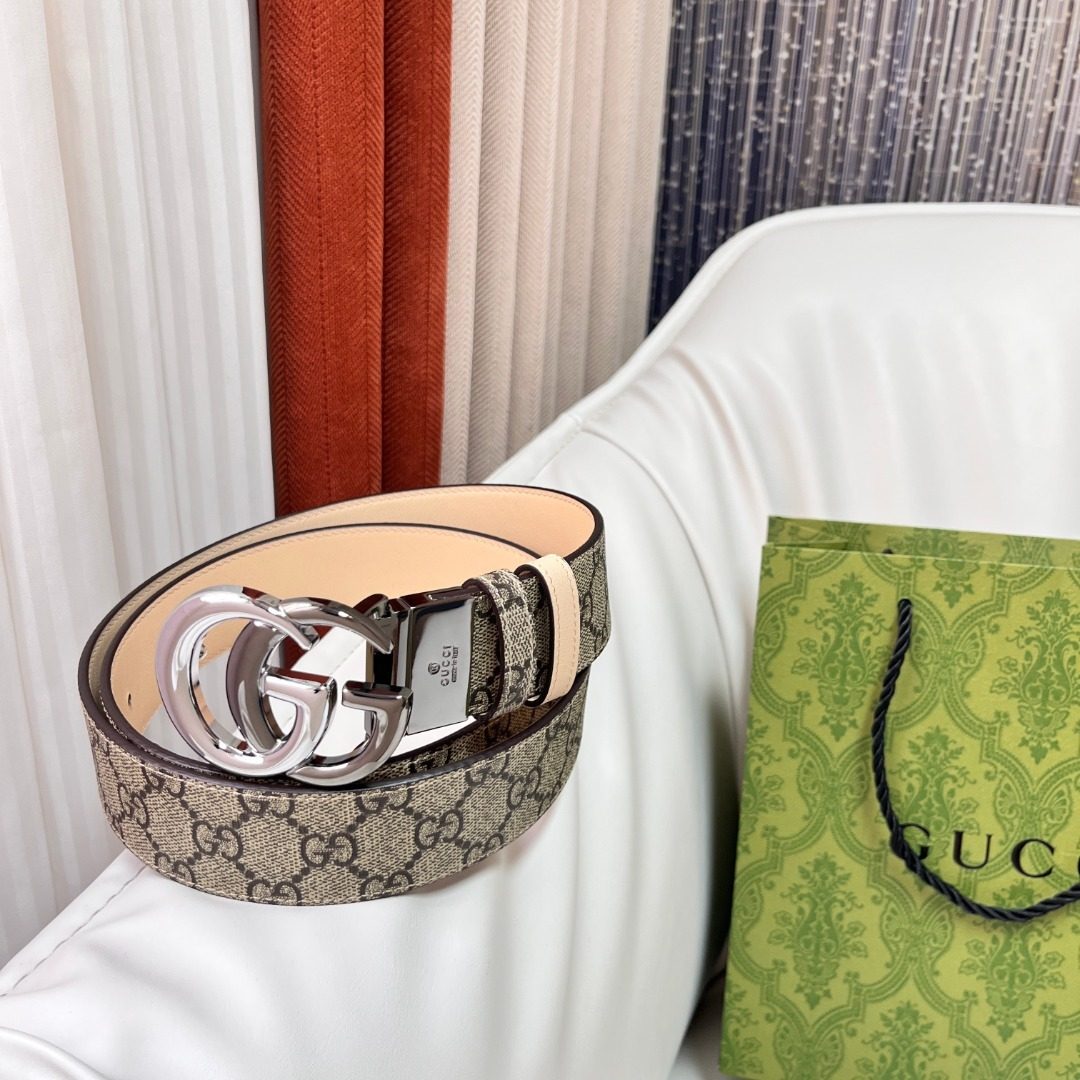 Gucci GG Canvas Leather Belt