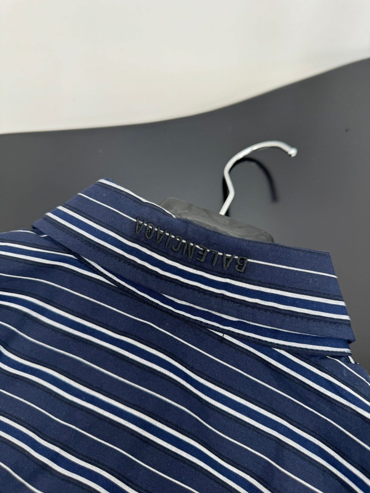 Navy Striped Long Sleeve Button-Up Shirt