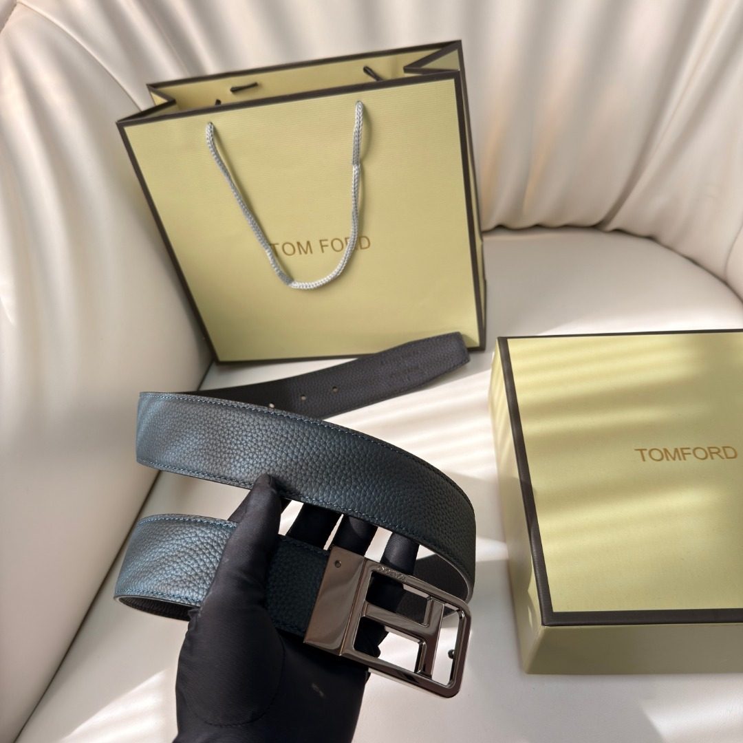 Tom Ford Leather Belt with Metal Buckle