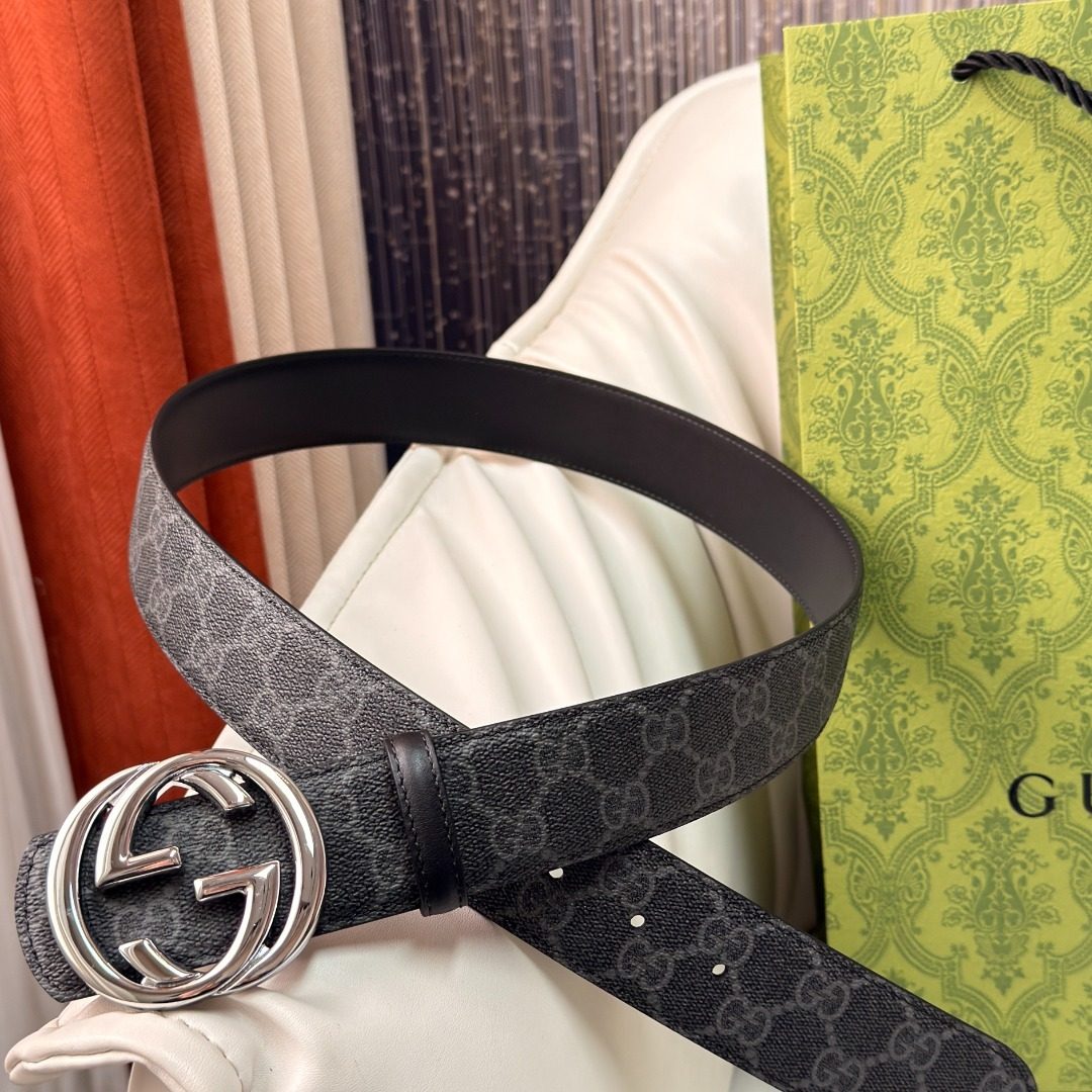 Gucci GG Monogram Canvas Leather Belt
