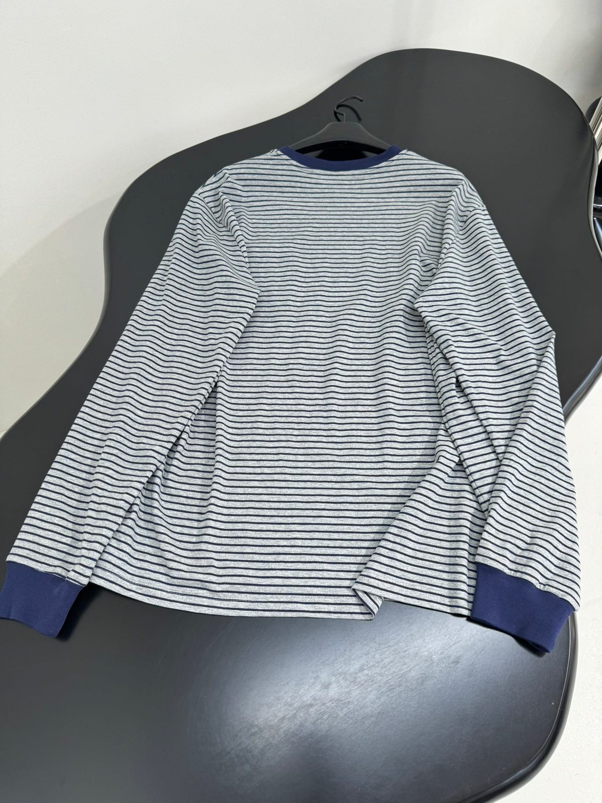 Striped Crewneck Sweatshirt with Navy Trim