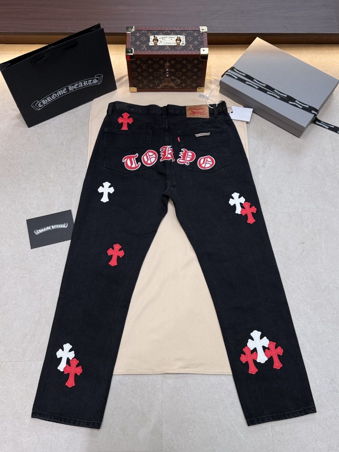 Chrome Hearts Cross Patch Black Denim Jeans