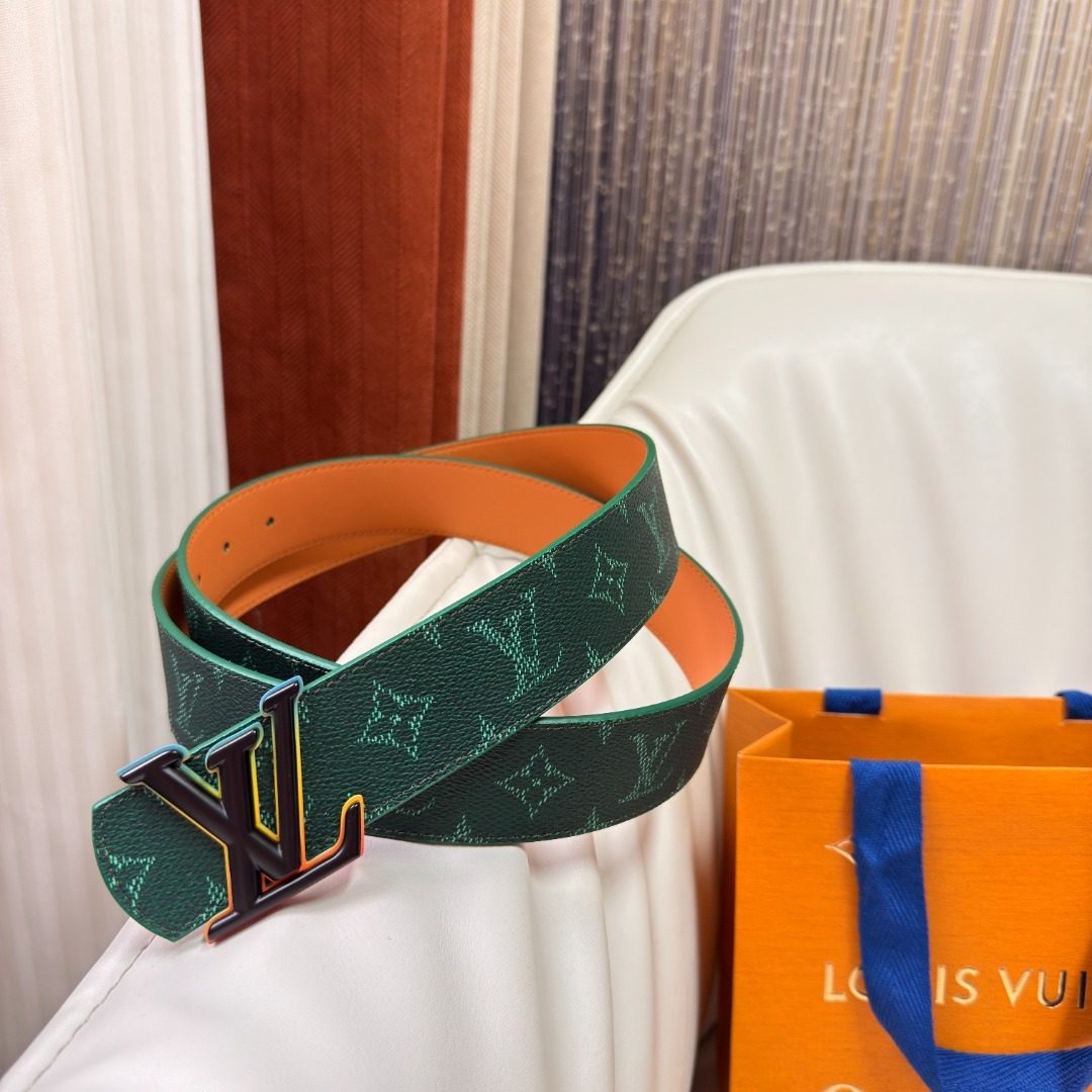 Louis Vuitton Damier Leather Belt with LV Buckle