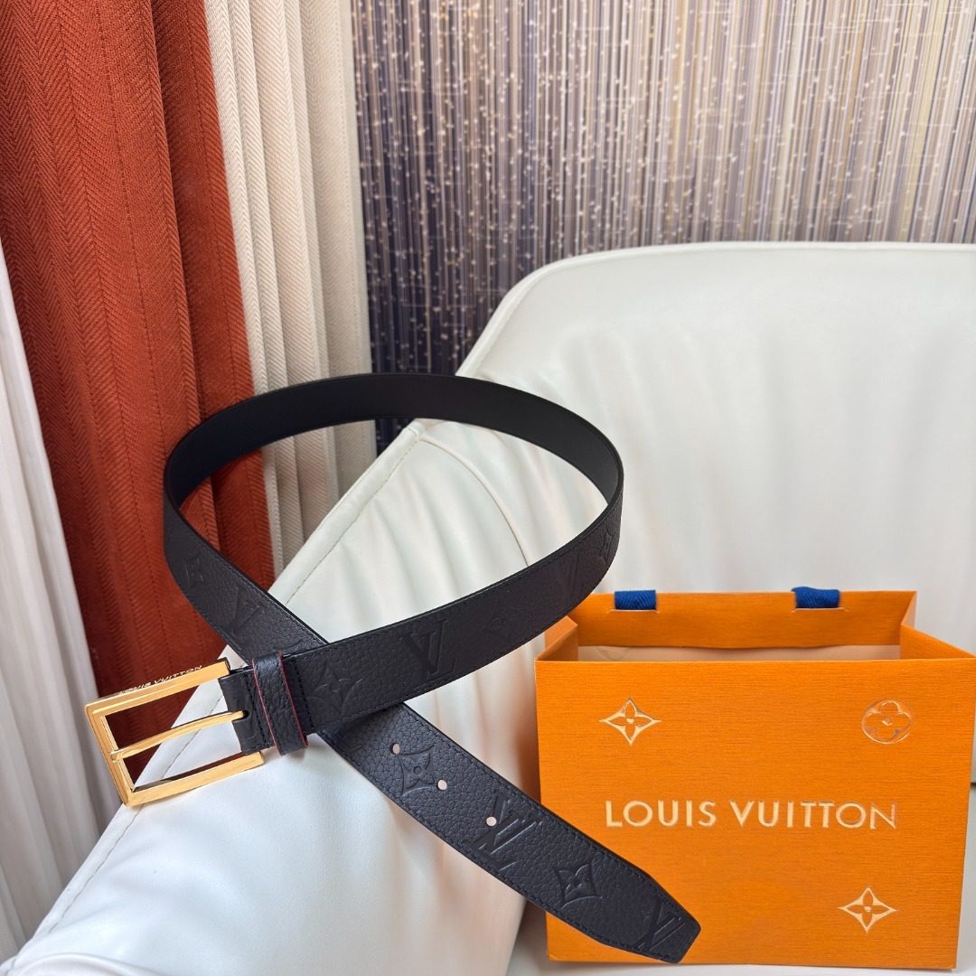 Louis Vuitton Monogram Leather Belt Black