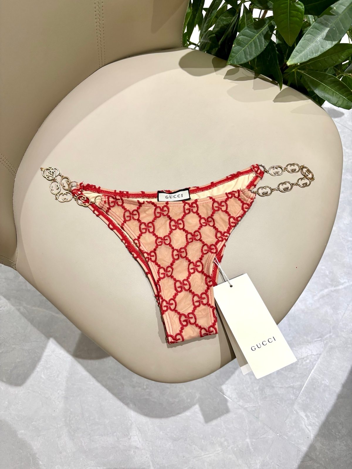 Gucci GG Monogram Bikini Bottom with Chain