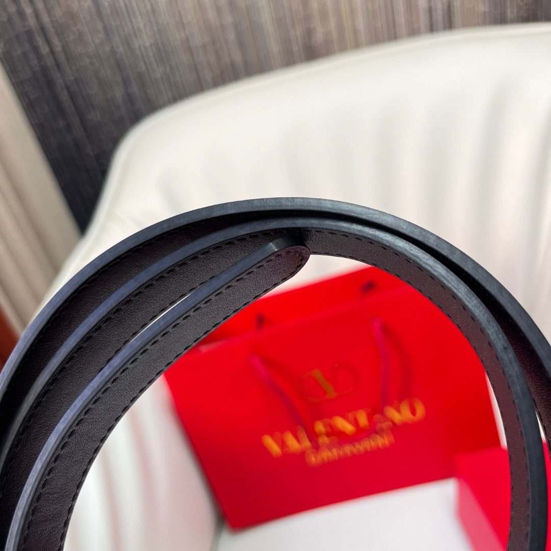 Valentino VLogo Leather Belt Black
