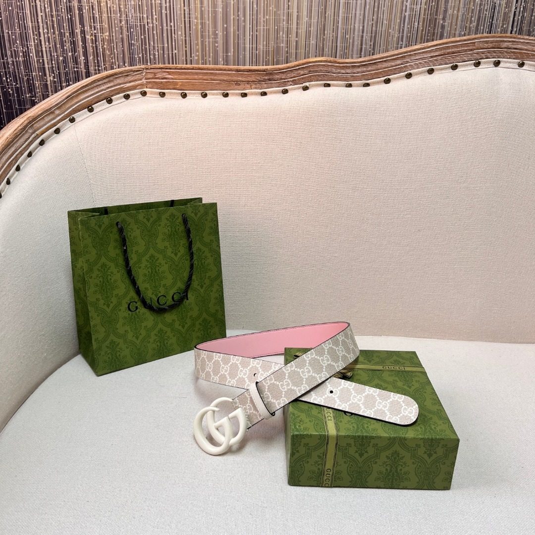 Gucci GG Marmont Leather Belt Pink