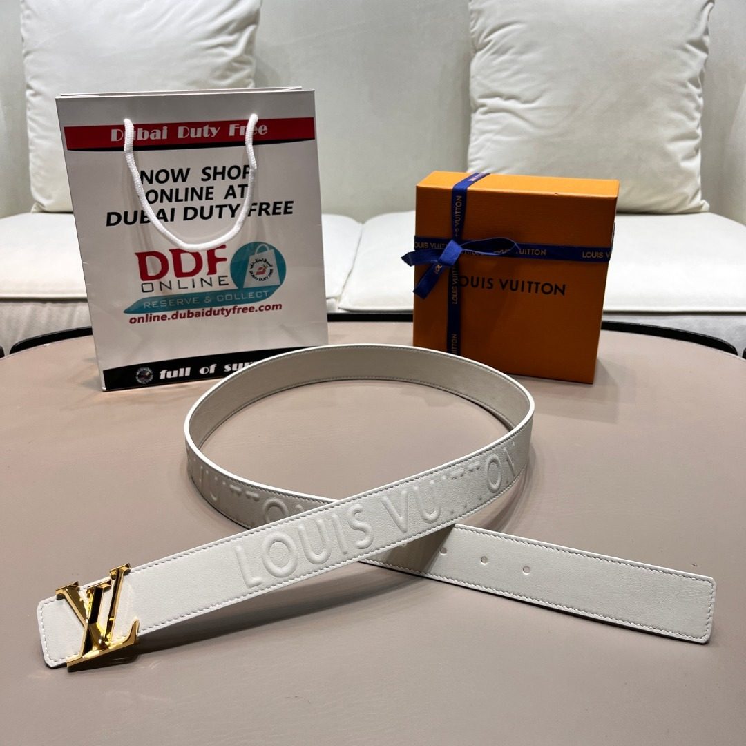 Louis Vuitton White Leather LV Belt