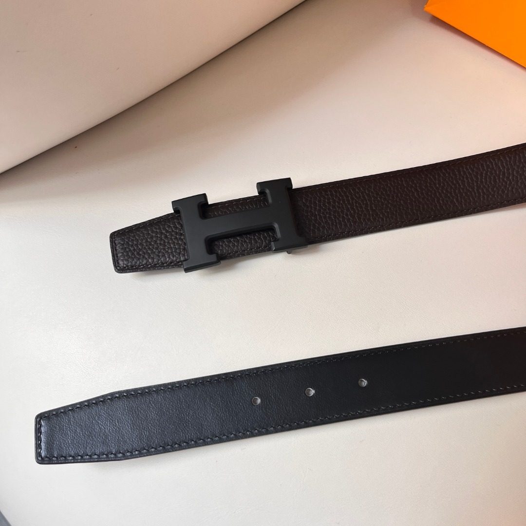 Hermès H Buckle Reversible Leather Belt
