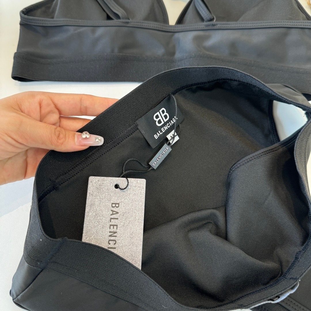Balenciaga Black Two-Piece Swimsuit Set