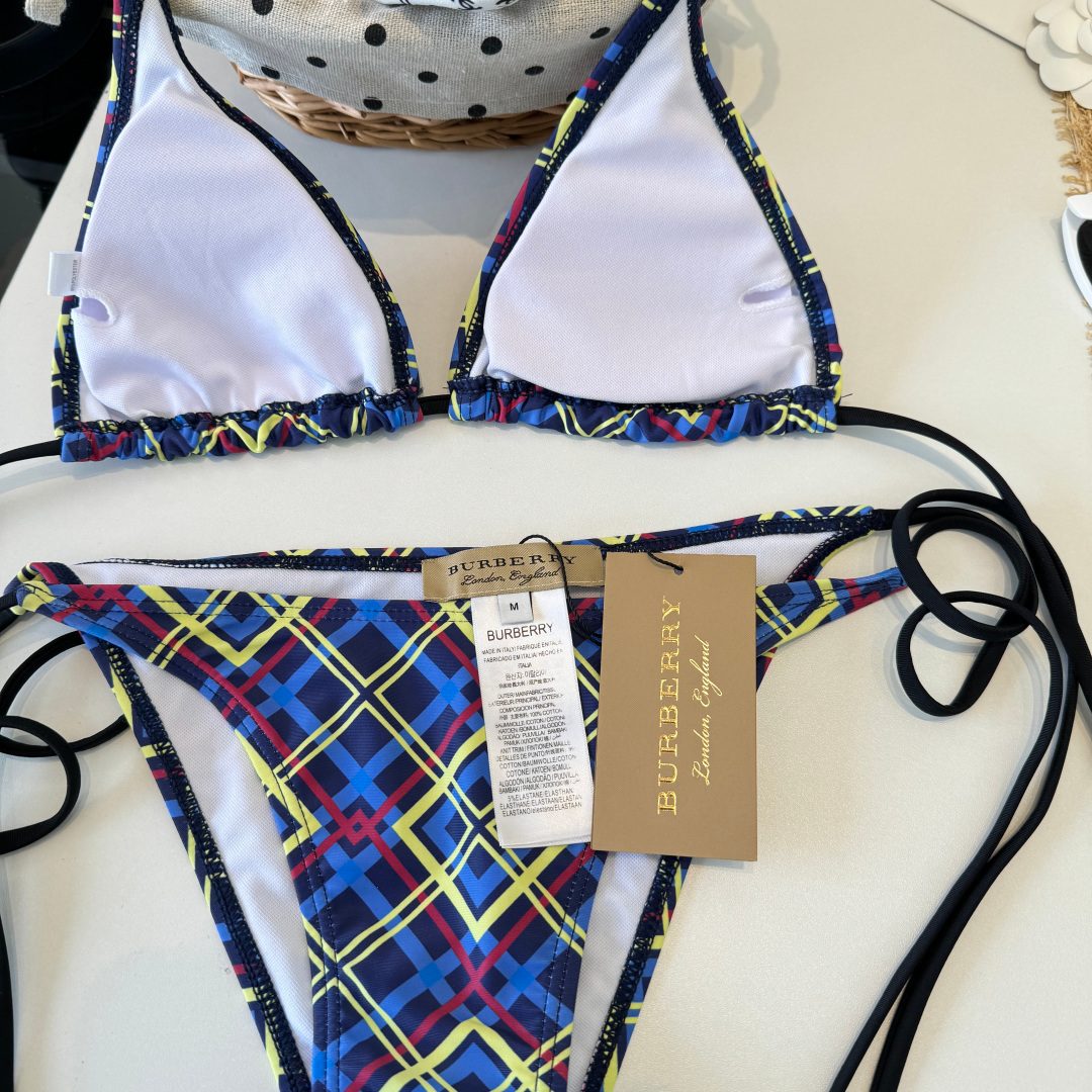 Burberry Checked Bikini Swimsuit Set