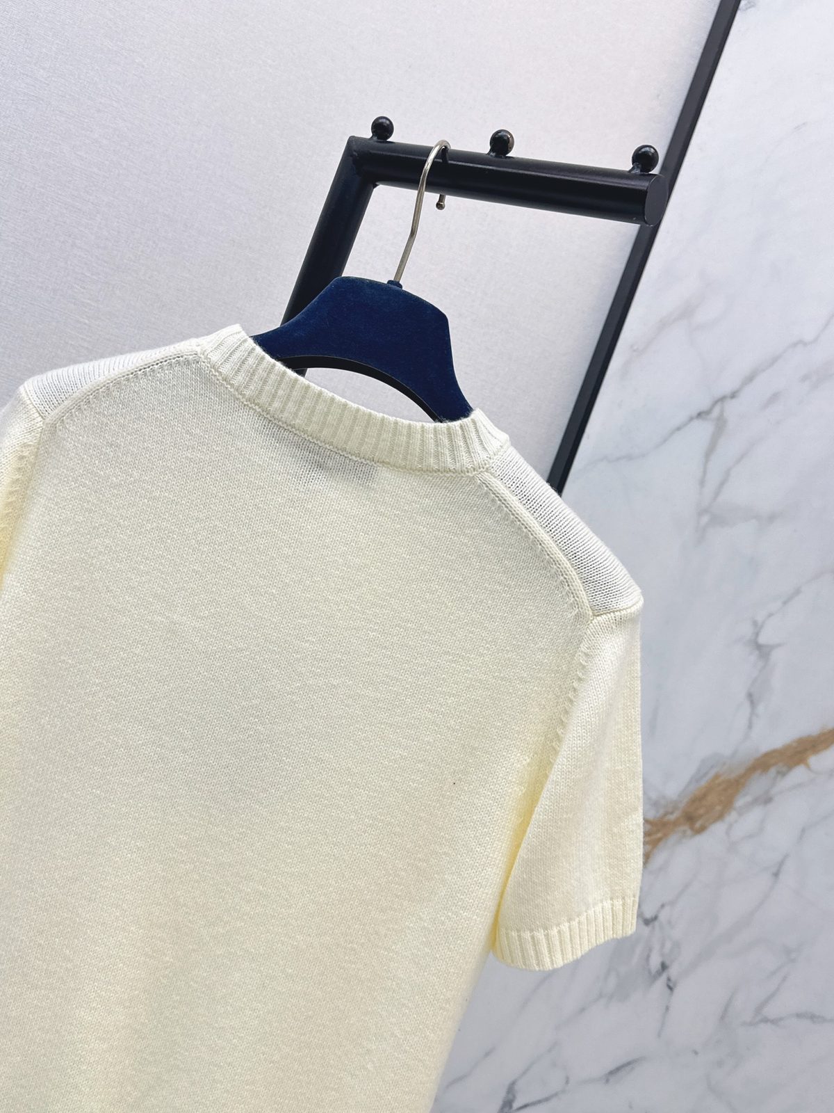 Luxury Knit Short-Sleeve Crewneck Sweater