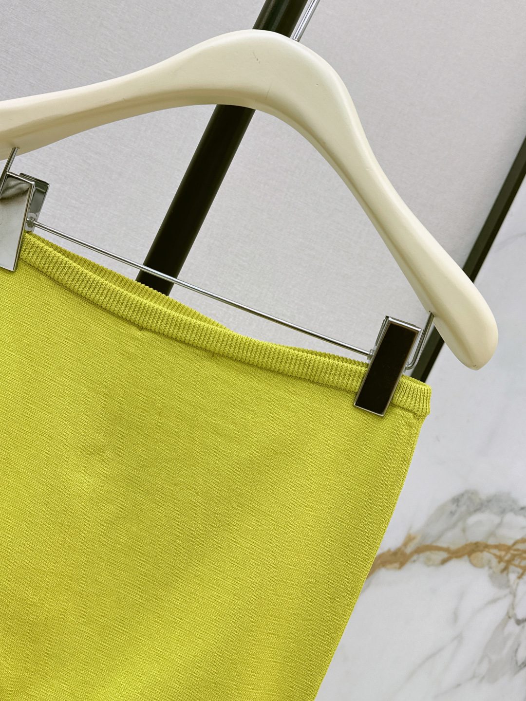 Cream Wool Hanger with Lime Knit Sweater
