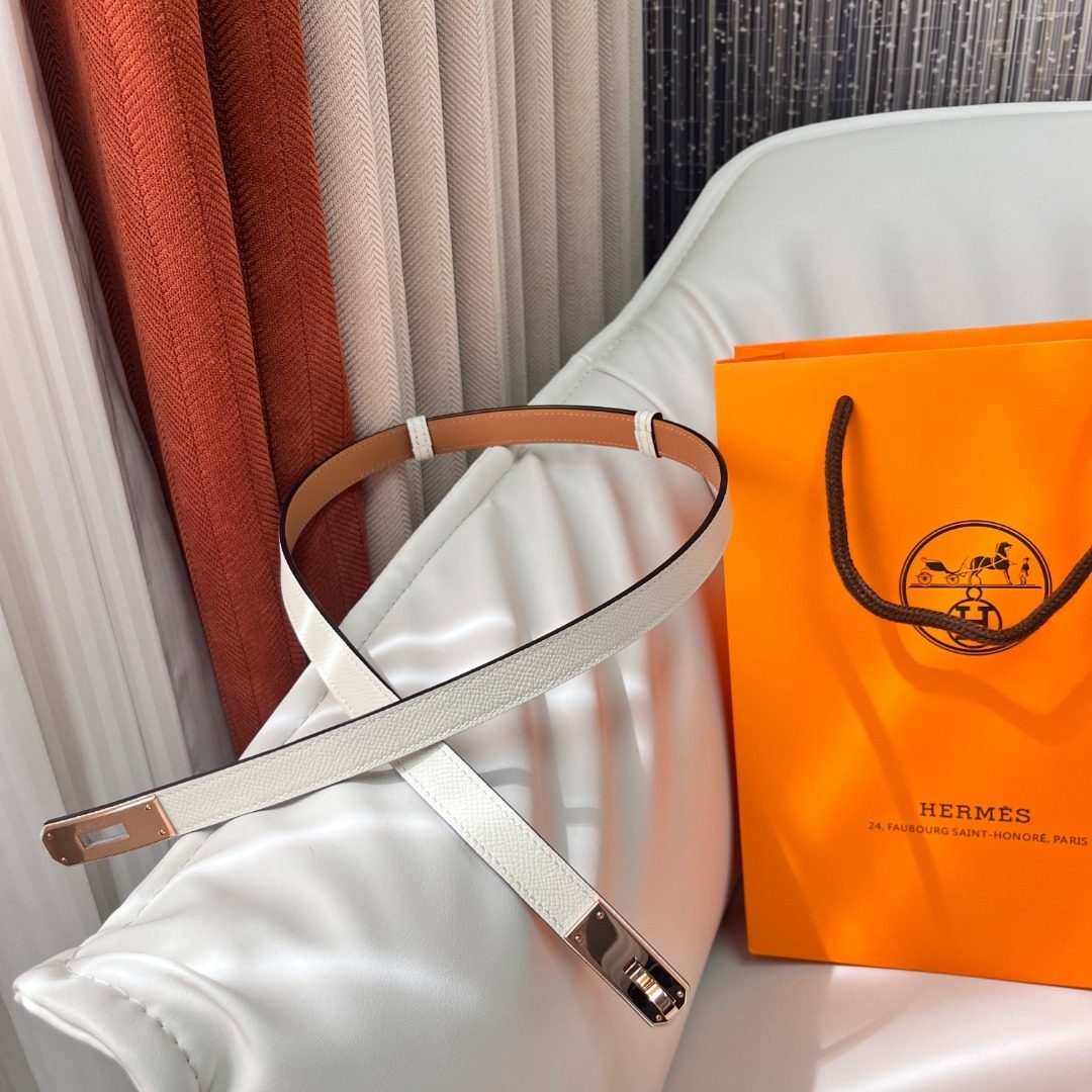 Hermès Reversible Leather Belt White