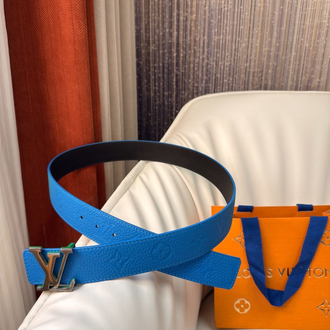Louis Vuitton LV Initials Blue Leather Belt