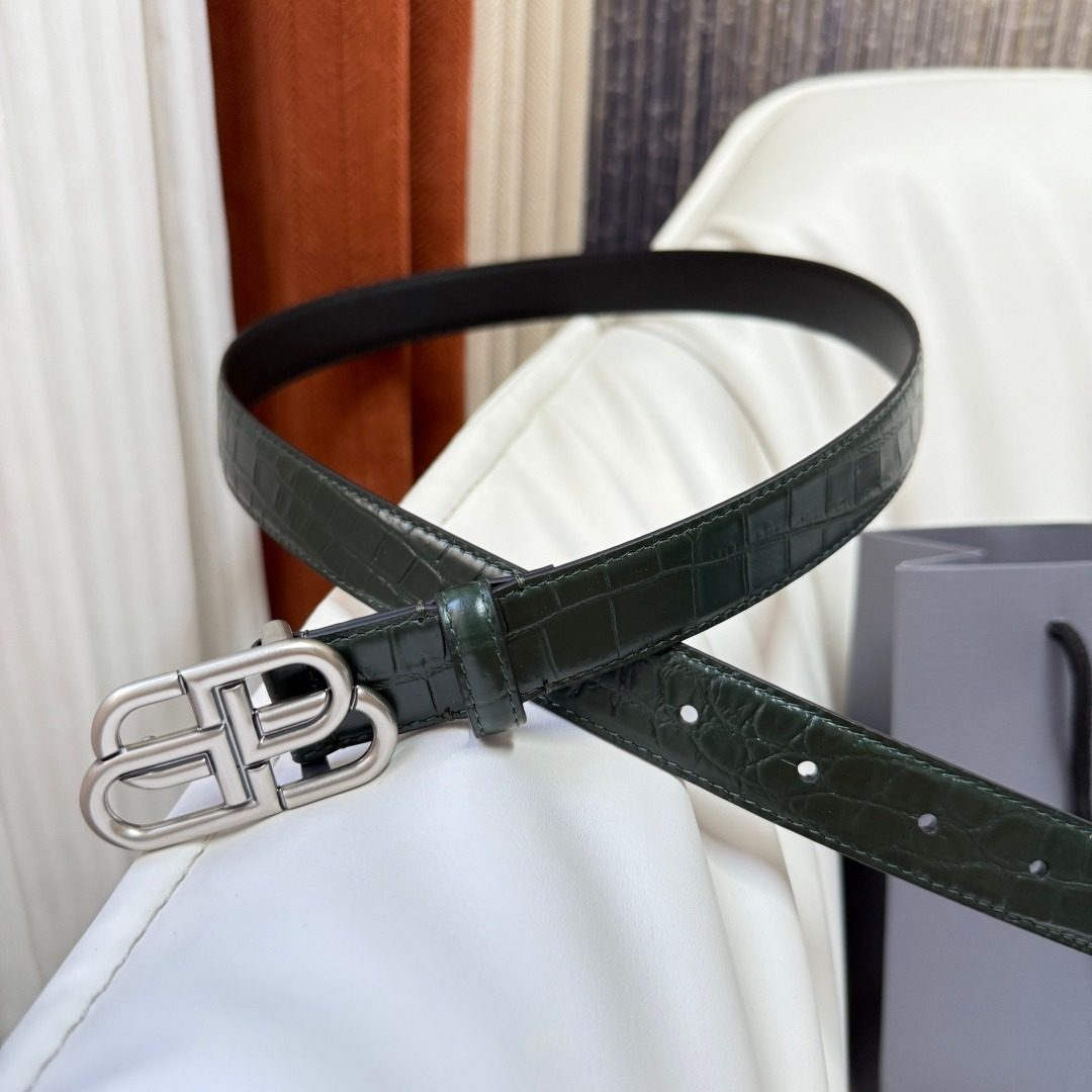 Balenciaga BB Crocodile Leather Belt