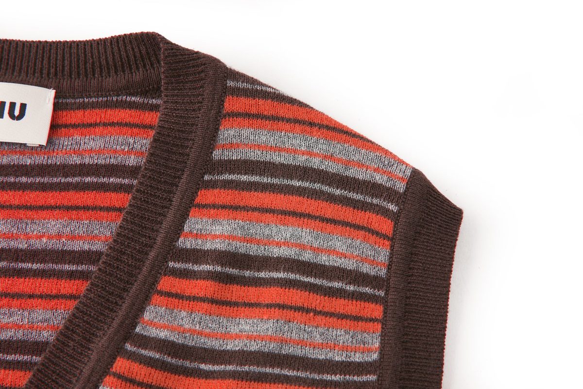 Miu Miu Striped Knit V-Neck Vest