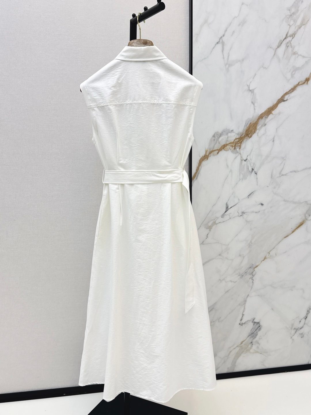 Sleeveless Linen Shirt Dress with Belt