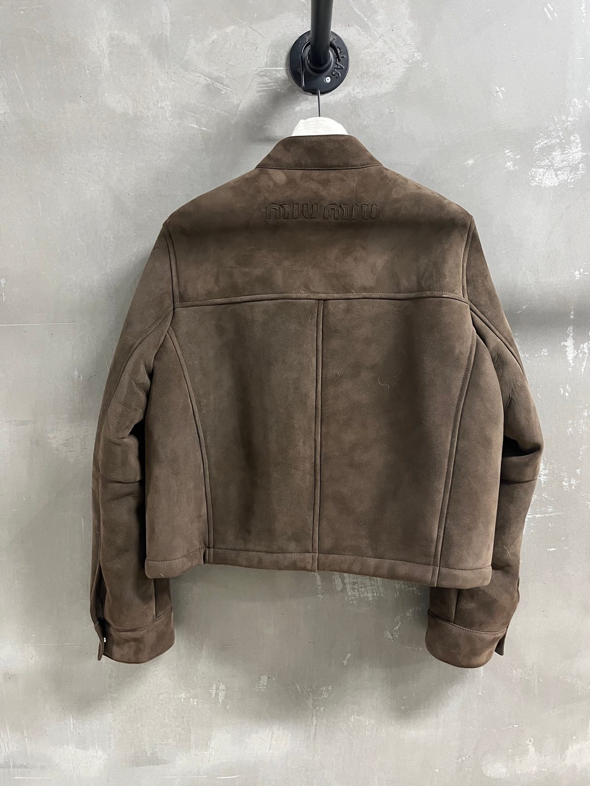 Miu Miu Taupe Suede Cropped Jacket