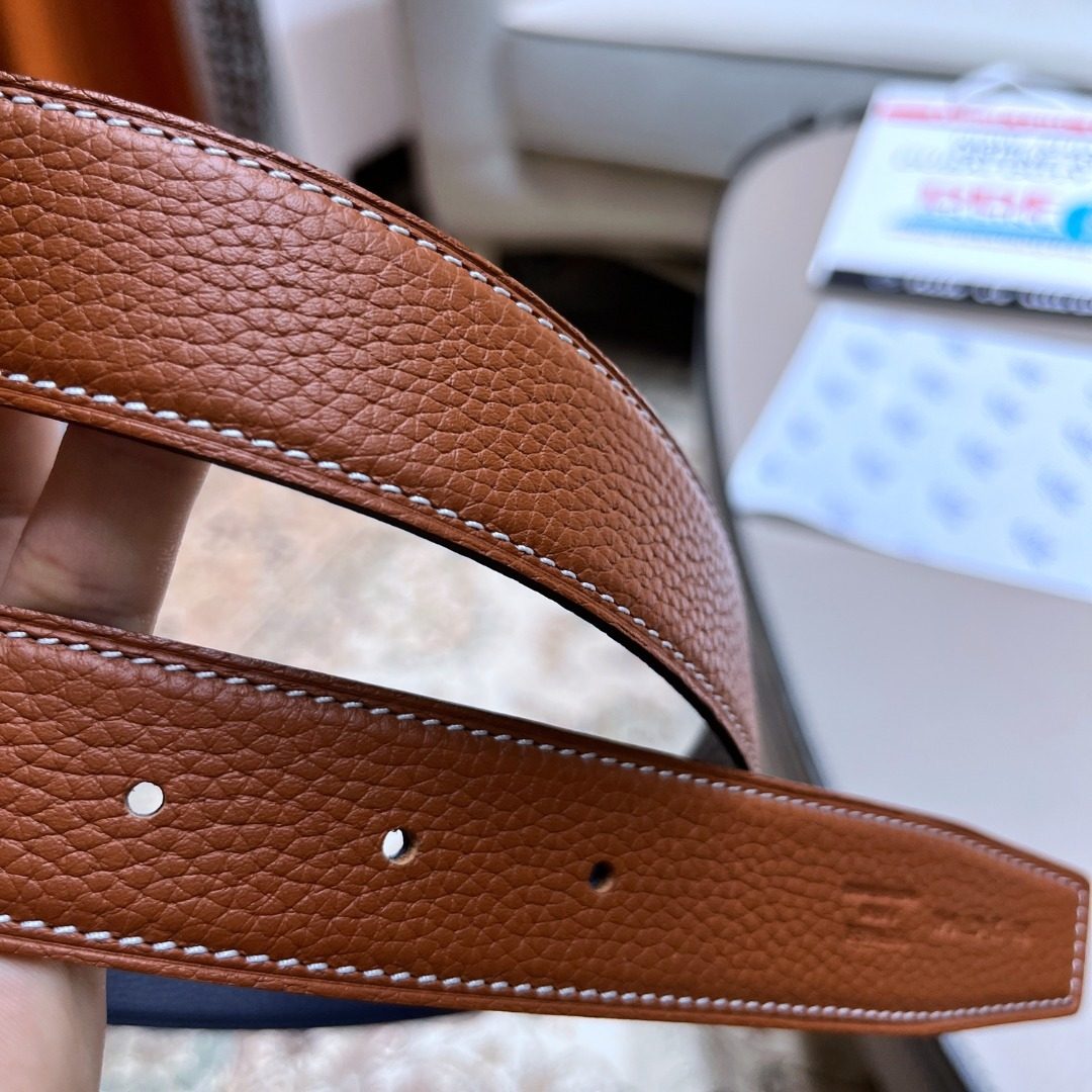 Hermès Clemence Leather Belt with H Buckle